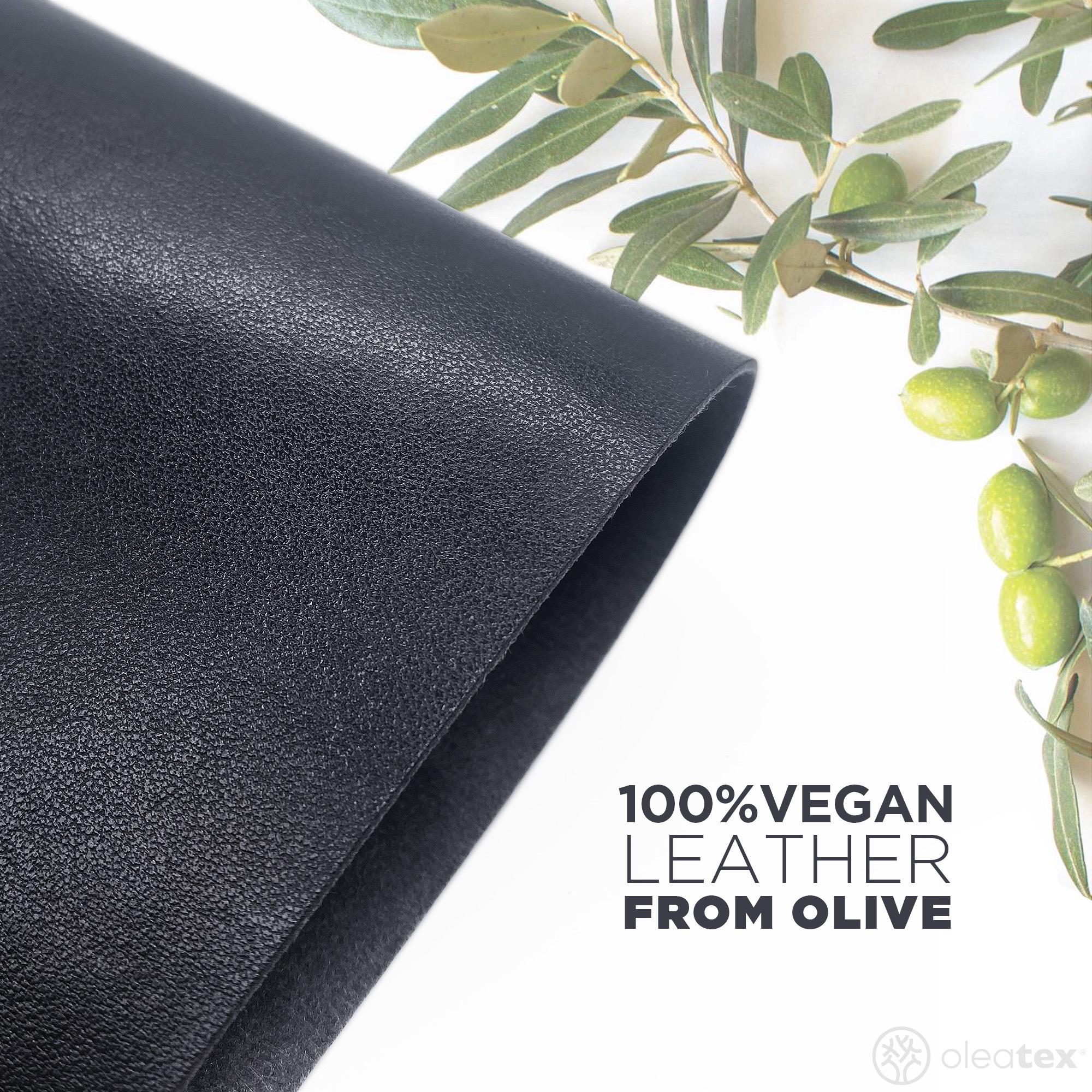 Black Artificial Leather from Olive 100% Vegan Plant Based Awarded Next-Gen Sustainable Material with Multi sizes, Leathers For Crafts