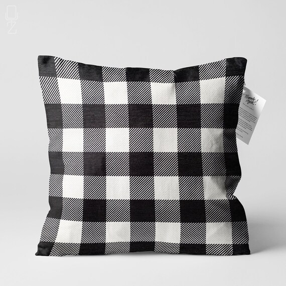 Black and white gingham cheap pillow
