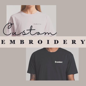 Custom Text Embroidery T-shirts Handmade