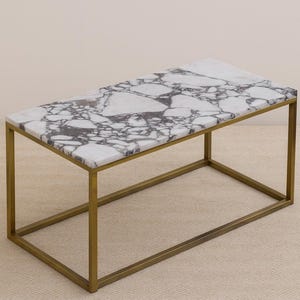 Marble Coffee Table with Metal Legs, Calacatta Viola, Minimalist Design, Modern Living Room Decor, Real Marble Accent Table