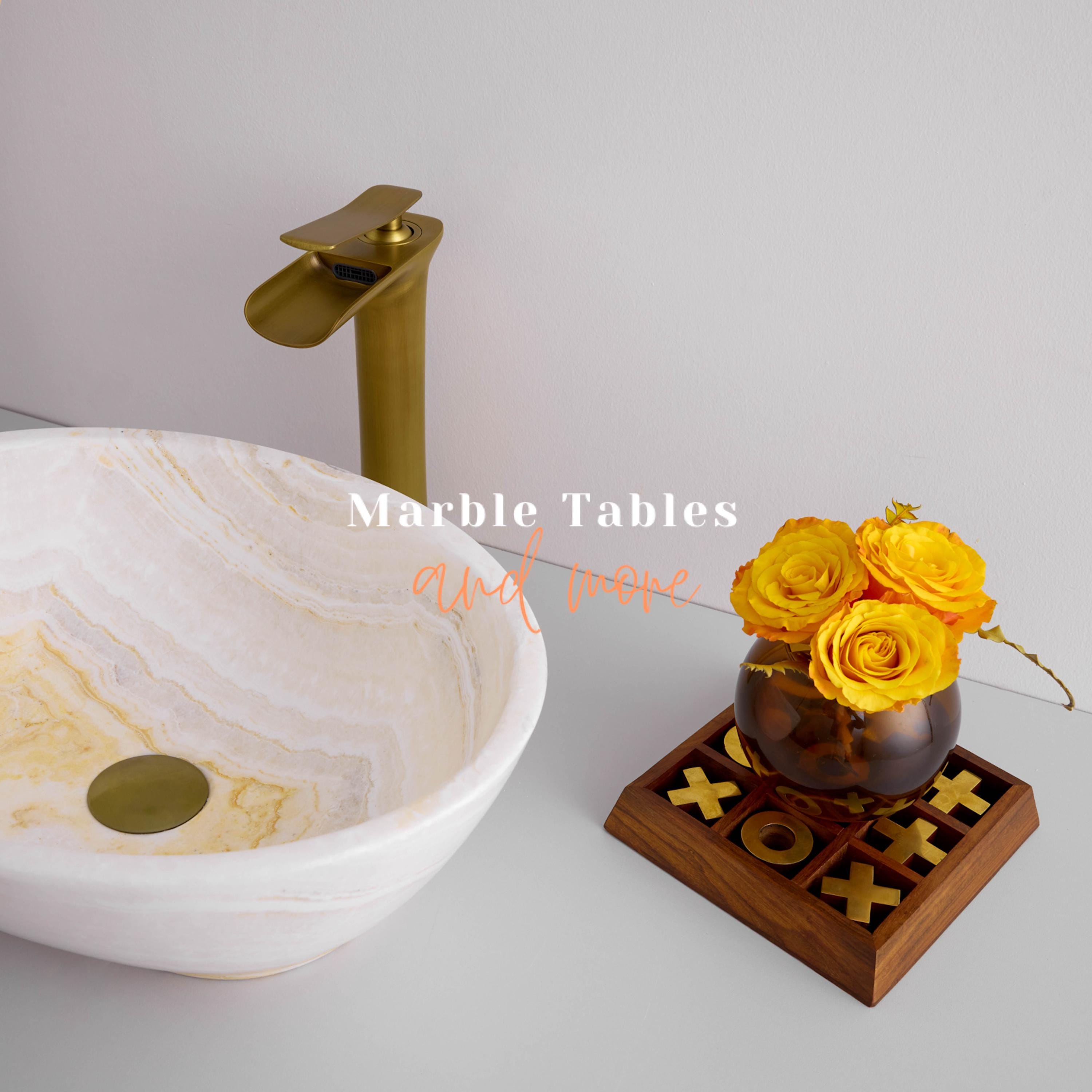White Onyx Vessel Sink | Light-transmitting Stone | Deep Vessel Form ...