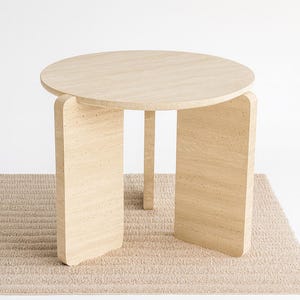 Handmade Round Travertine Marble Coffee Table: Natural Stone Accent Table