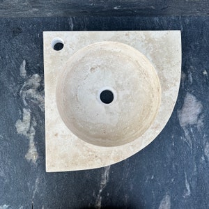 Custom Travertine Corner Sink - Elegant Vanity Basin for Luxury Bathrooms - Custom Sizes Available