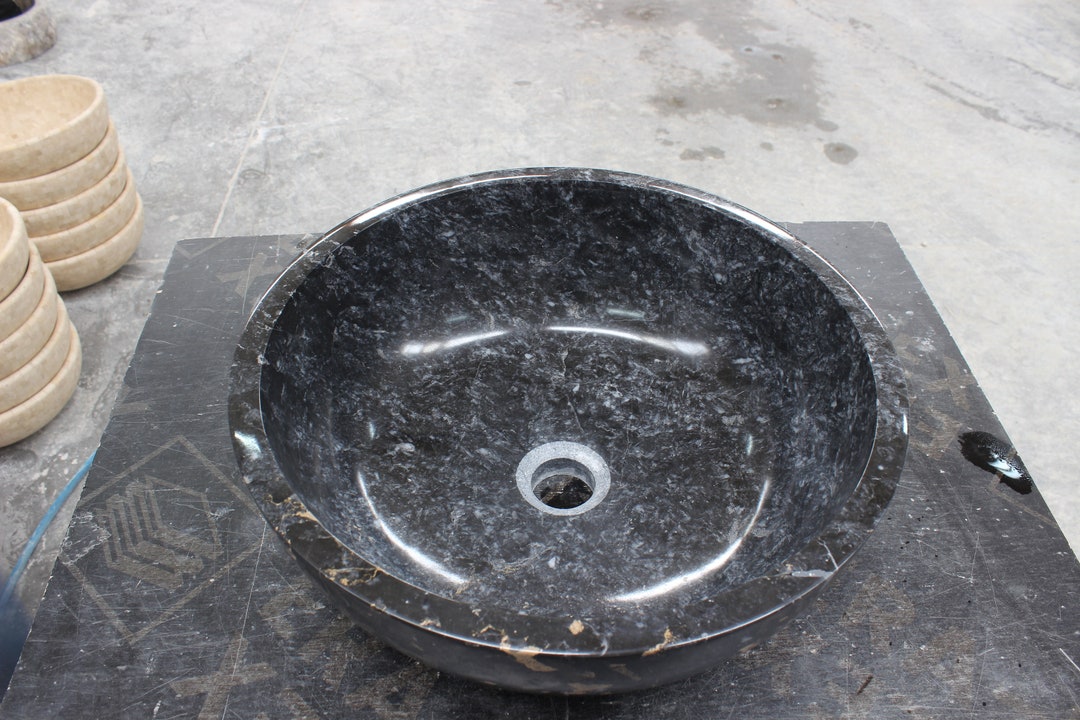 Dark Grey Marble Sink Lavatory Sink Dark Grey Vessel Sink Etsy