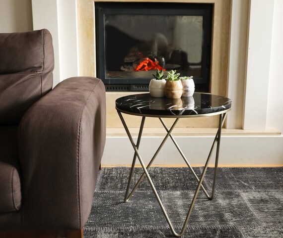 Schwarzer Marmor Beistelltisch Marmor Beistelltisch Etsy