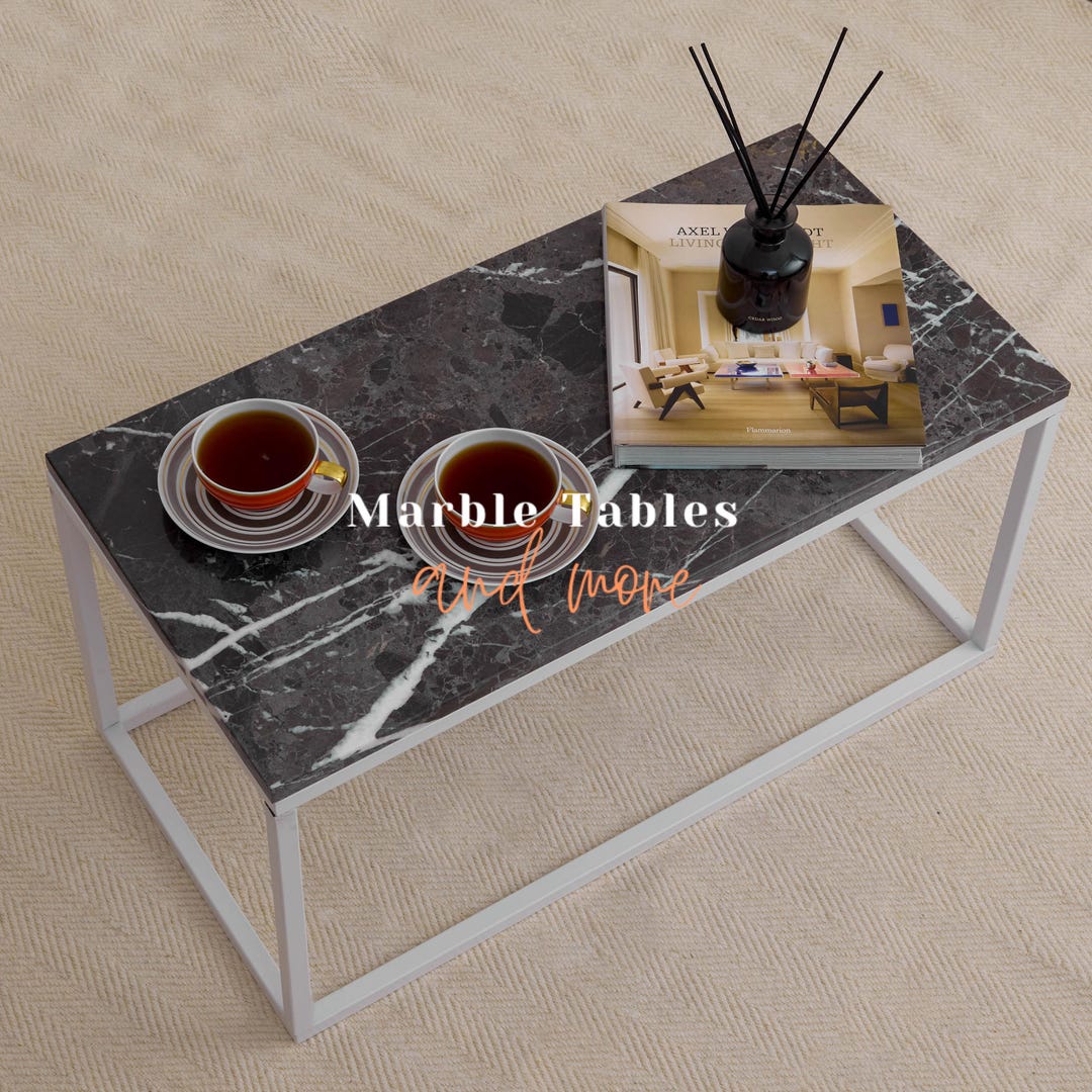 Custom Dark Gray Marble Coffee Table - Etsy