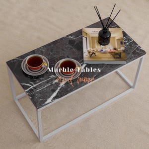 Custom Dark Gray Marble Coffee Table