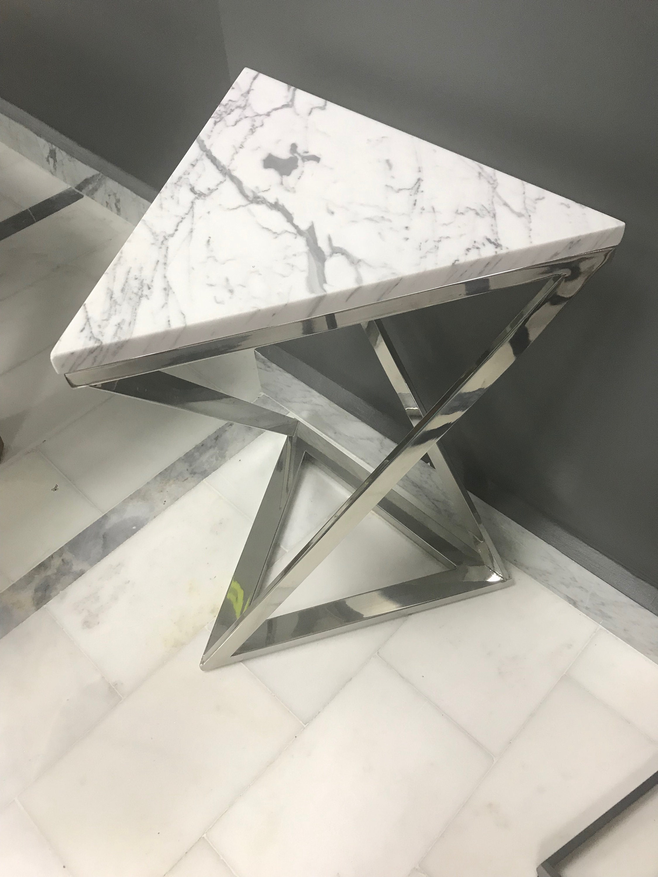Triangle discount marble table