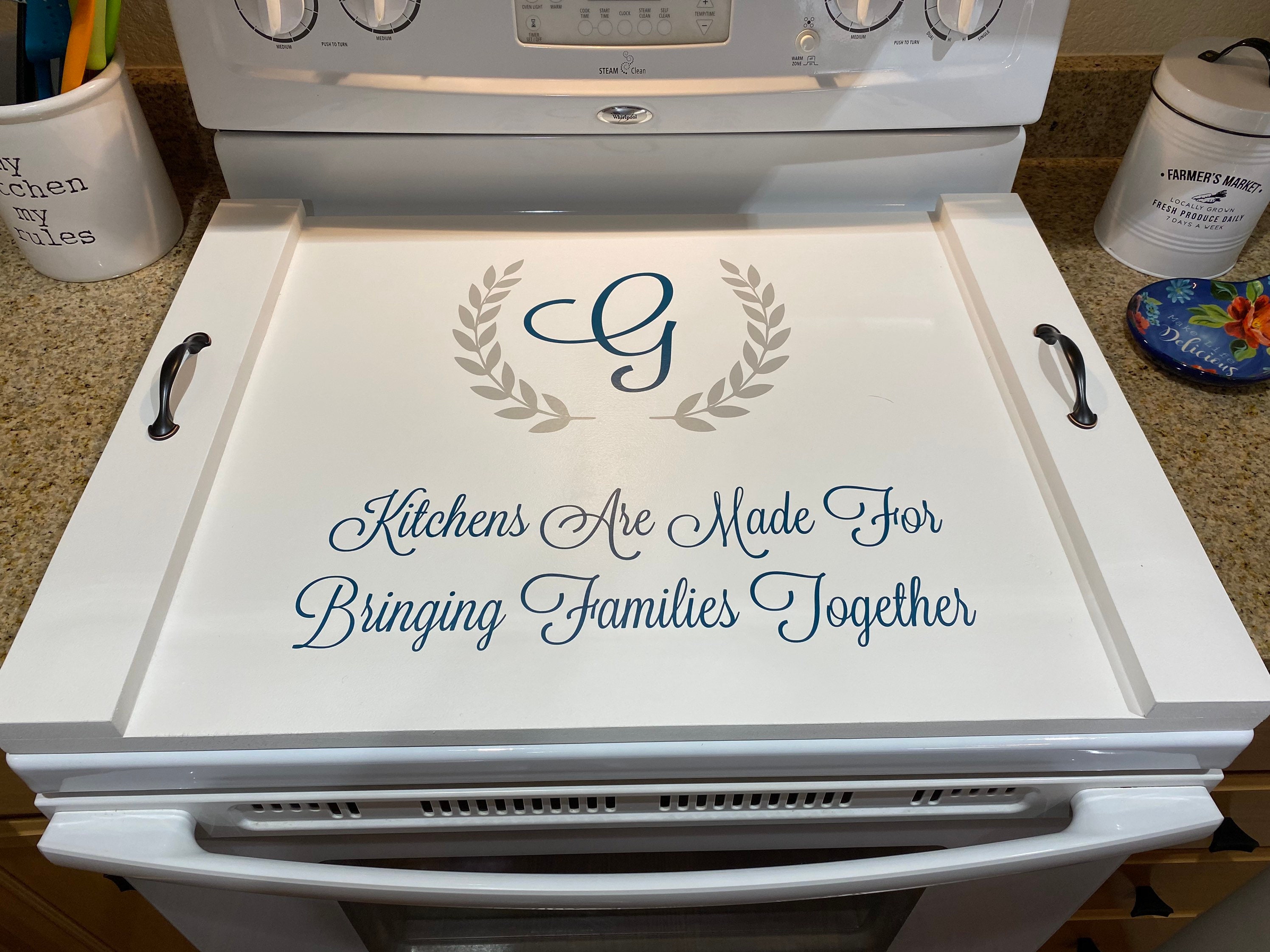 White Wood Stove Cover with Vinyl Decal Etsy