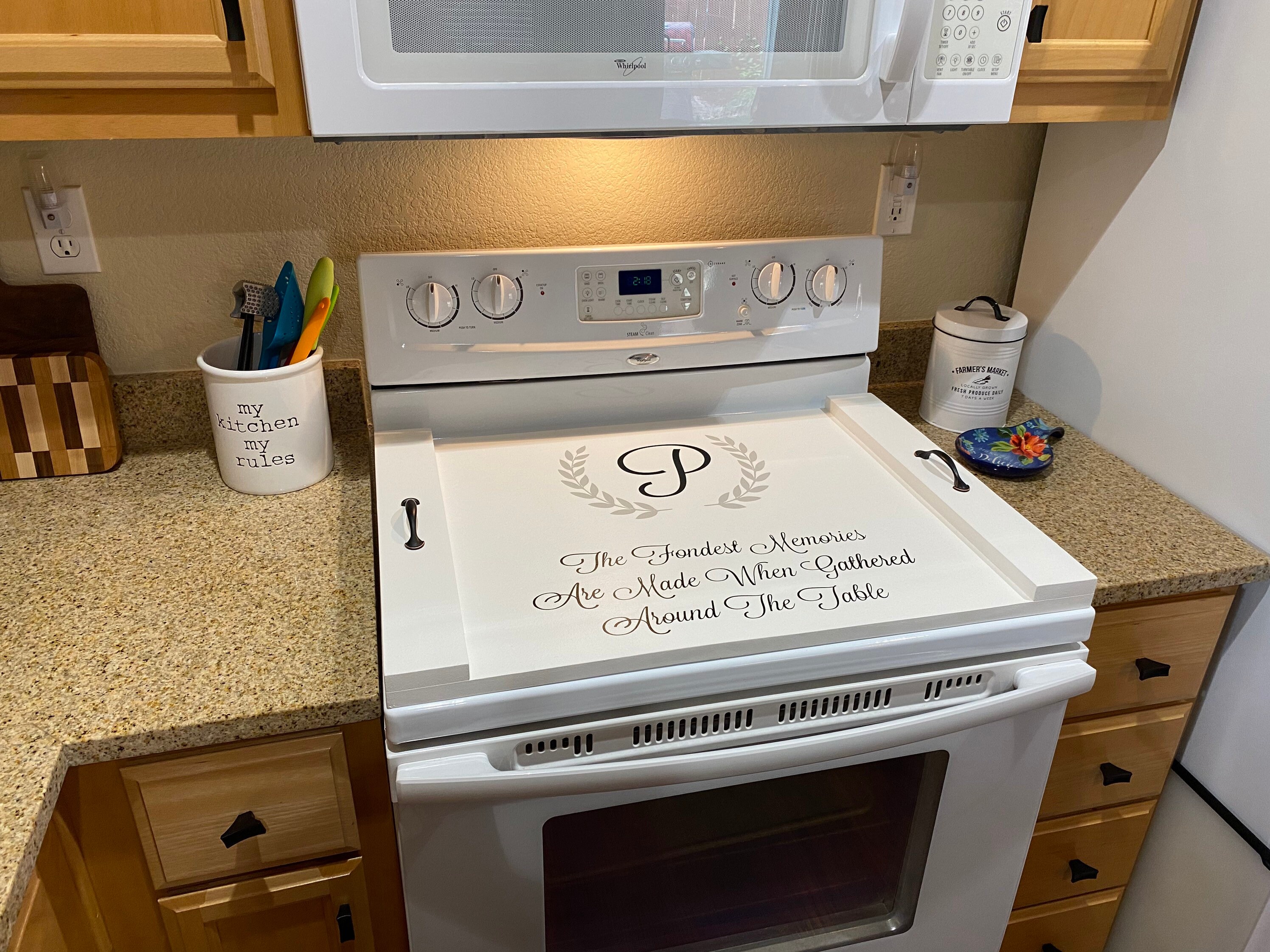White Wood Stove Cover with Vinyl Decal | Etsy
