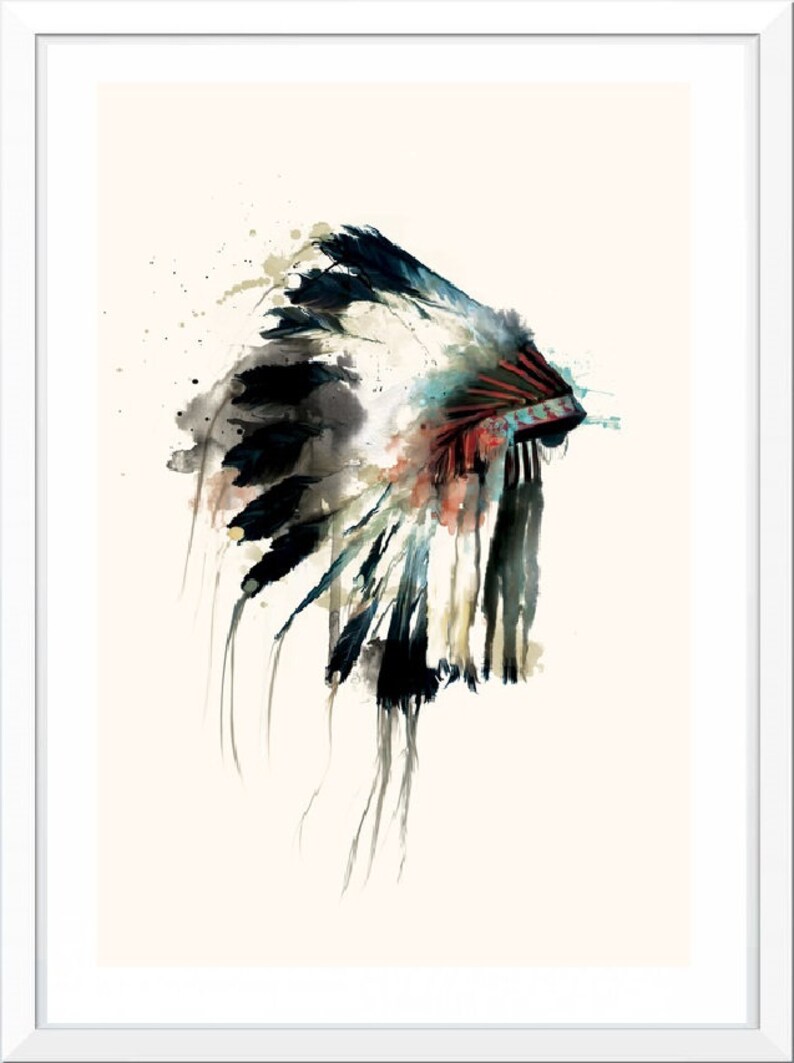 Native American Headdress Wall Art Headdress with Feather Etsy