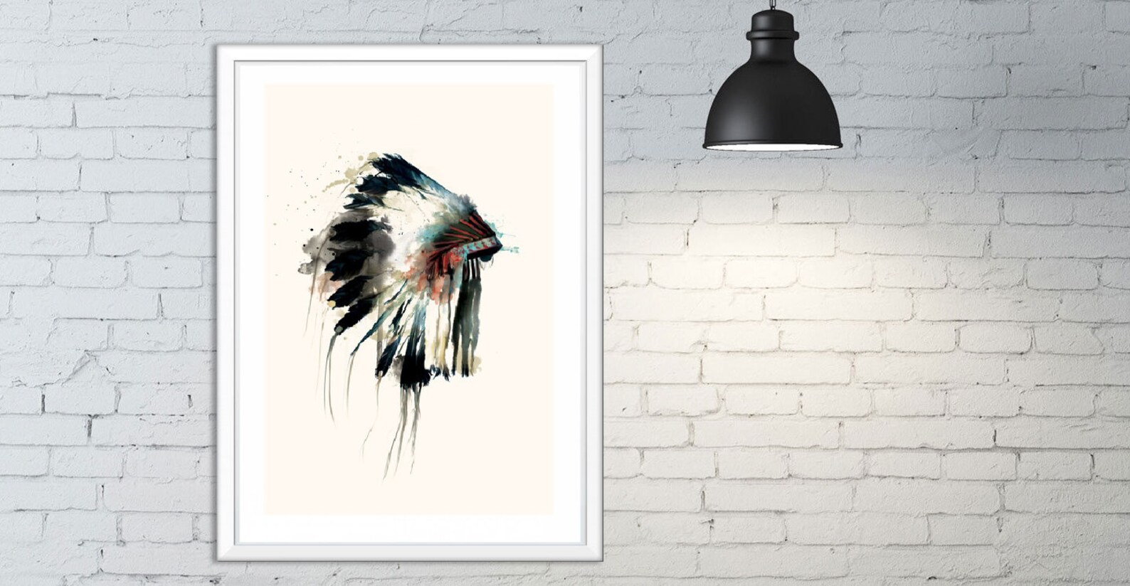 Native American Headdress Wall Art Headdress with Feather Etsy