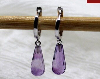 Stylish Amethyst| 925 sterling silver| drop earrings| Delicate earrings| gemstone studs| customized jewelry| everyday earrings| gift for her