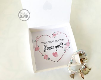Chica de flores svg, caja de regalo svg, archivos svg de boda, ¿Serás nuestra chica de flores SVG, caja de regalo de niña de flores, regalo de propuesta de niña de flores, cricut