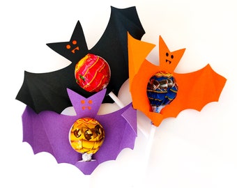 Soporte de piruleta SVG, murciélago svg, decoración de Halloween, murciélago halloween svg, piruleta de Halloween SVG, soporte de chocolate de piruleta SVG, truco o trato