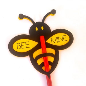 Porta-lápis de dia dos namorados SVG, lápis de dia dos namorados svg, dia dos namorados svg, bee mine svg, arquivos bee svg para cricut, dia dos namorados para crianças svg, dxf