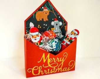Caja de regalo de Navidad SVG, caja de sobre SVG, caja de regalo de Navidad chocolate, archivo de caja svg para cricut, caja de regalo de sobre svg, plantilla de sobre