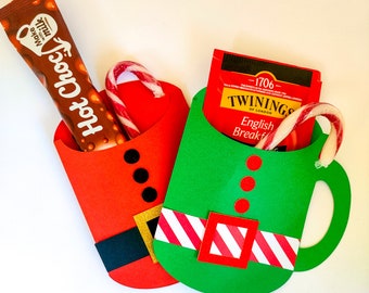 Santa taza de chocolate caliente SVG, chocolate caliente Navidad SVG, titular de la tarjeta de regalo svg, tarjeta de dinero svg, taza cricut svg, titular de la tarjeta de regalo cricut