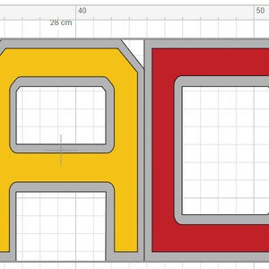 May include: A digital design for a "DAD" sign with red, yellow, and gray letters. The letters are outlined in gray and have a solid fill of red and yellow.
