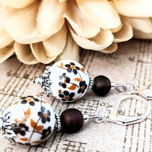 Coquette Earrings Handmade, Sterling Silver Ceramic Earrings Flower, Floral Earrings Hypoallergenic, Vintage China Jewelry, Chinoiserie Gift