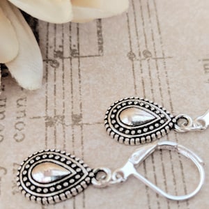 Sterling Silver Boho Earrings, Hypoallergenic Earrings Dangle Bohemian Earrings for Women, Ethnic Earrings 925 Small Drop Earrings Teardrop