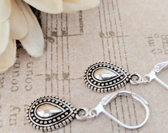 Sterling Silver Boho Earrings, Hypoallergenic Earrings Dangle Bohemian Earrings for Women, Ethnic Earrings 925 Small Drop Earrings Teardrop