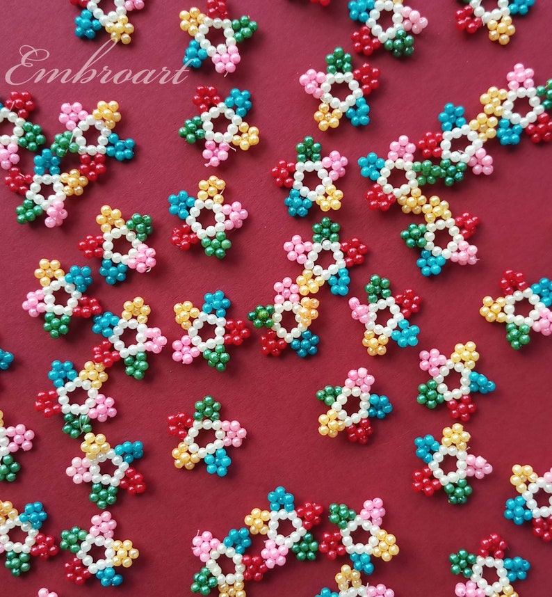Buy 50 Pcs Beaded Handmade Applique, Multi Beaded Applique, Star Shaped