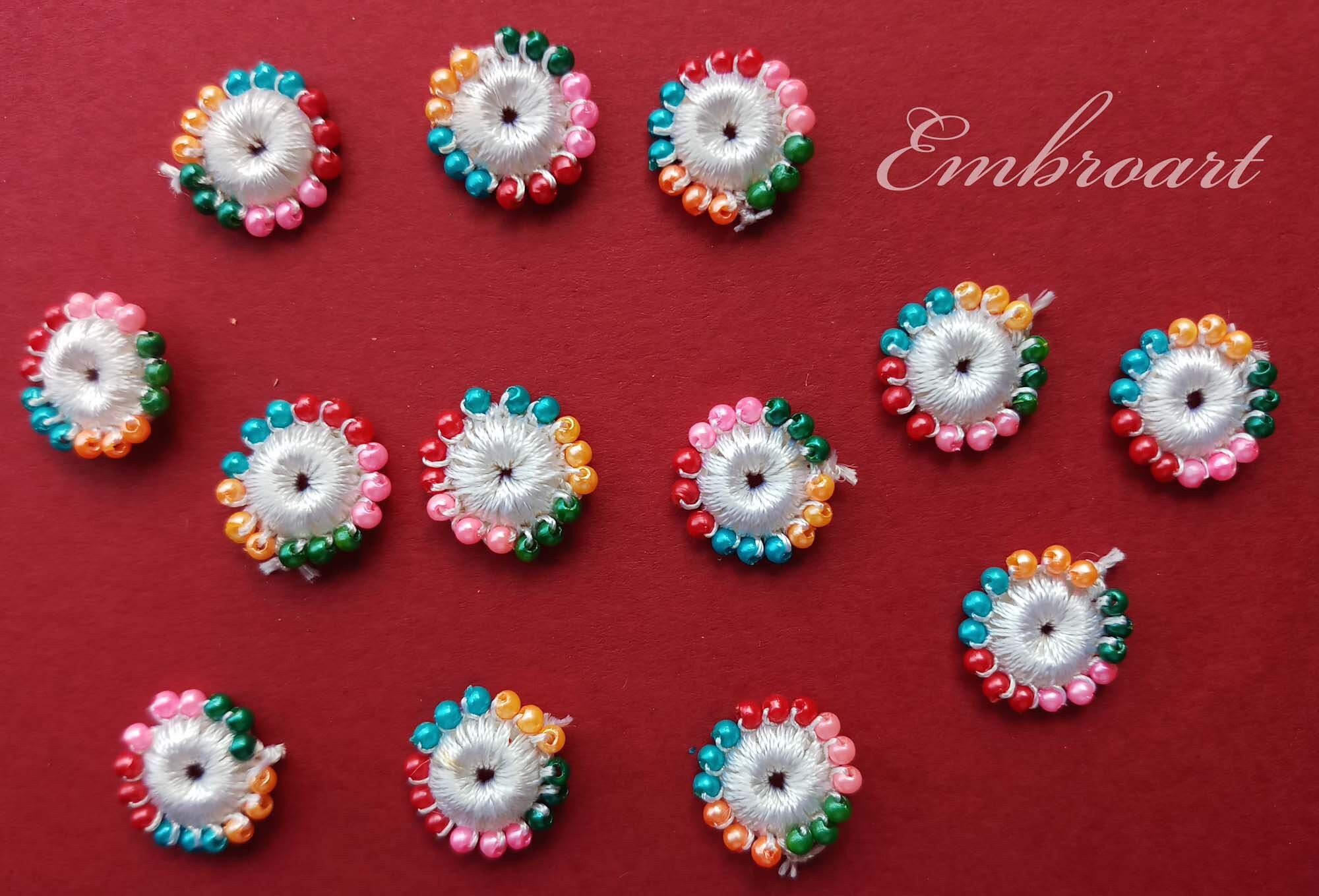 100 Pcs Beaded Handmade Applique Bead Work Crochet Applique Etsy