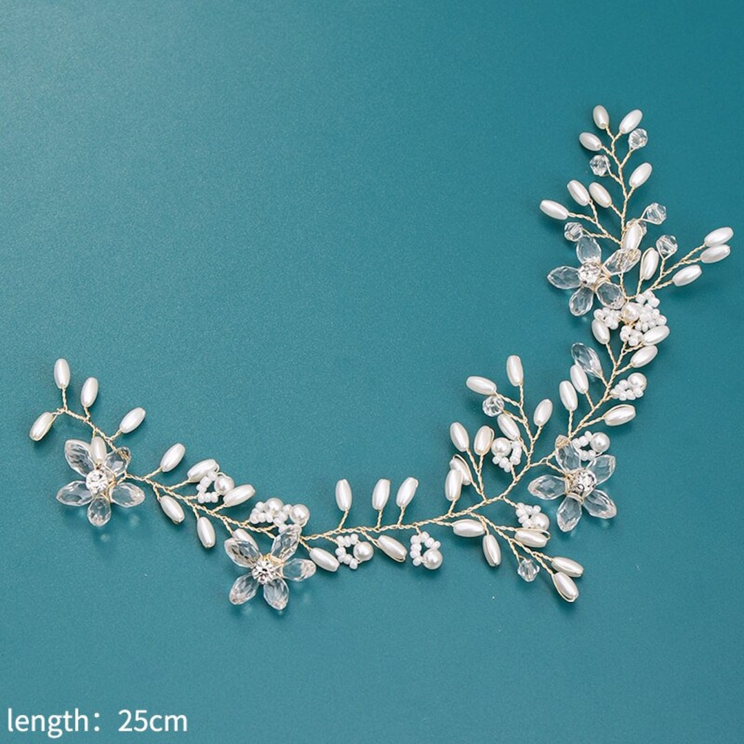 2020 Pearl Crystal Hair Vine Wedding Headband Tiara Bridal - Etsy