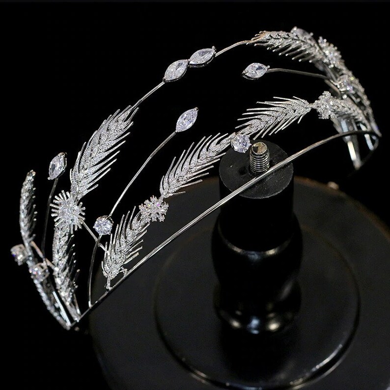 New Tiara Gold Wheat Ear Crystal Bridal Tiara Wedding Zirconia Etsy