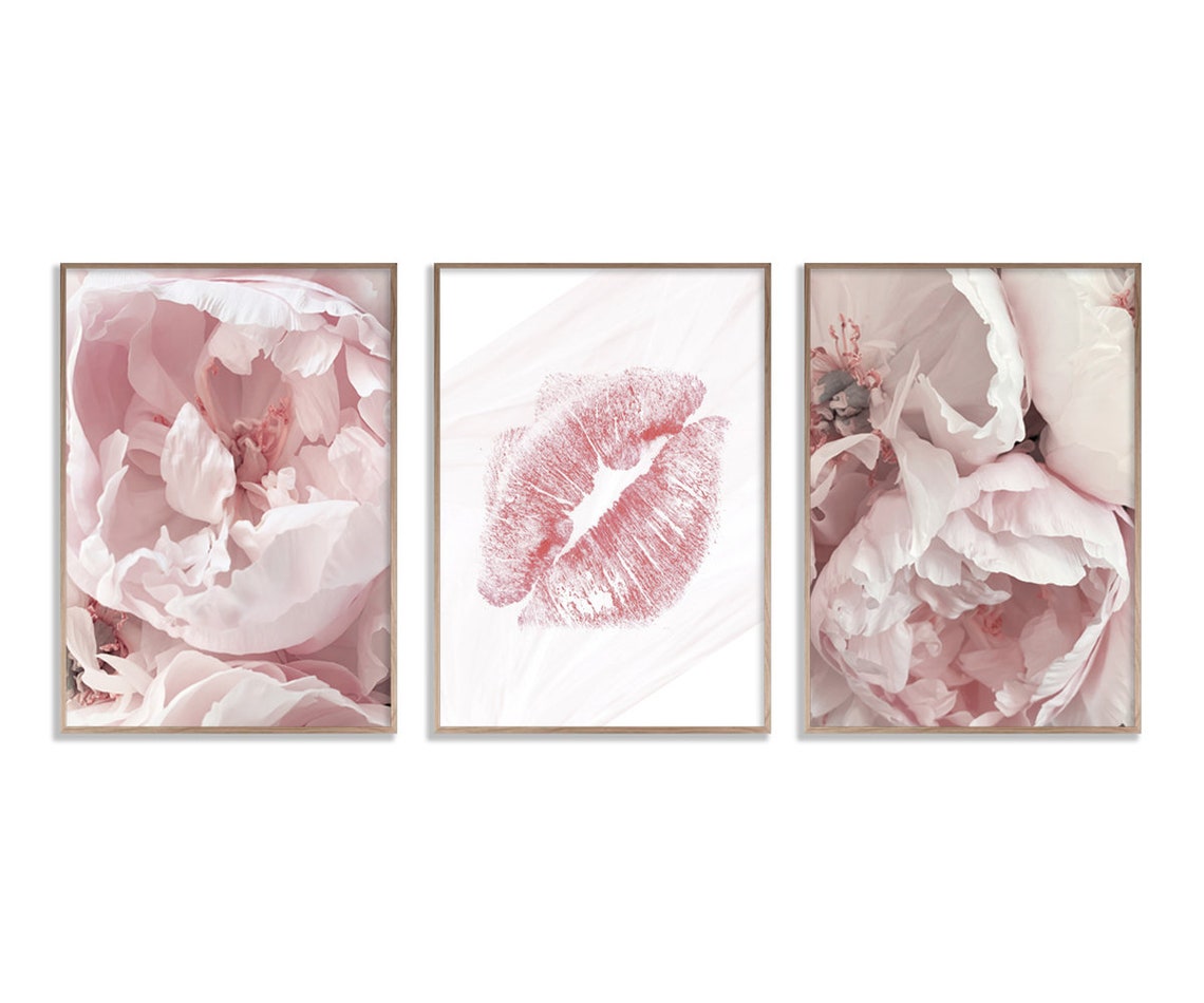 Girly posters Floral set of 3 prints Digital download Peony Etsy