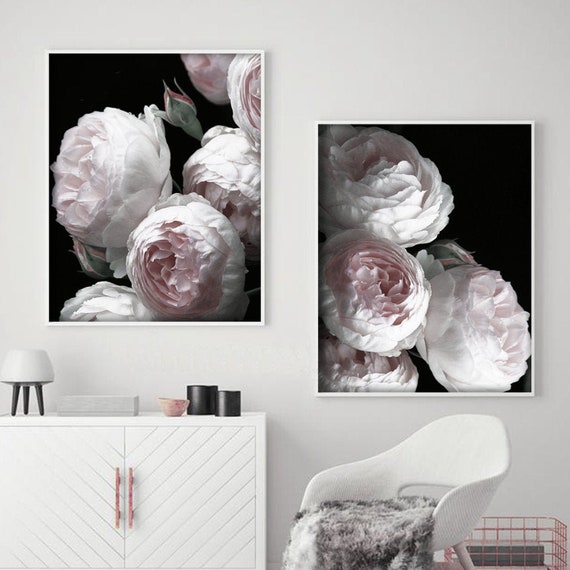 Roses conjunto de 2 imágenes Dormitorio decoración de la pared | Etsy