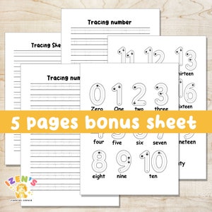Preschool Number Tracing Worksheet /0-20 Number Handwriting Practice ...