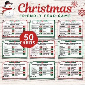 Christmas Friendly Feud Game Printable, Family Group Game, Office Virtual Party Games, Party Games For Kids and Adults