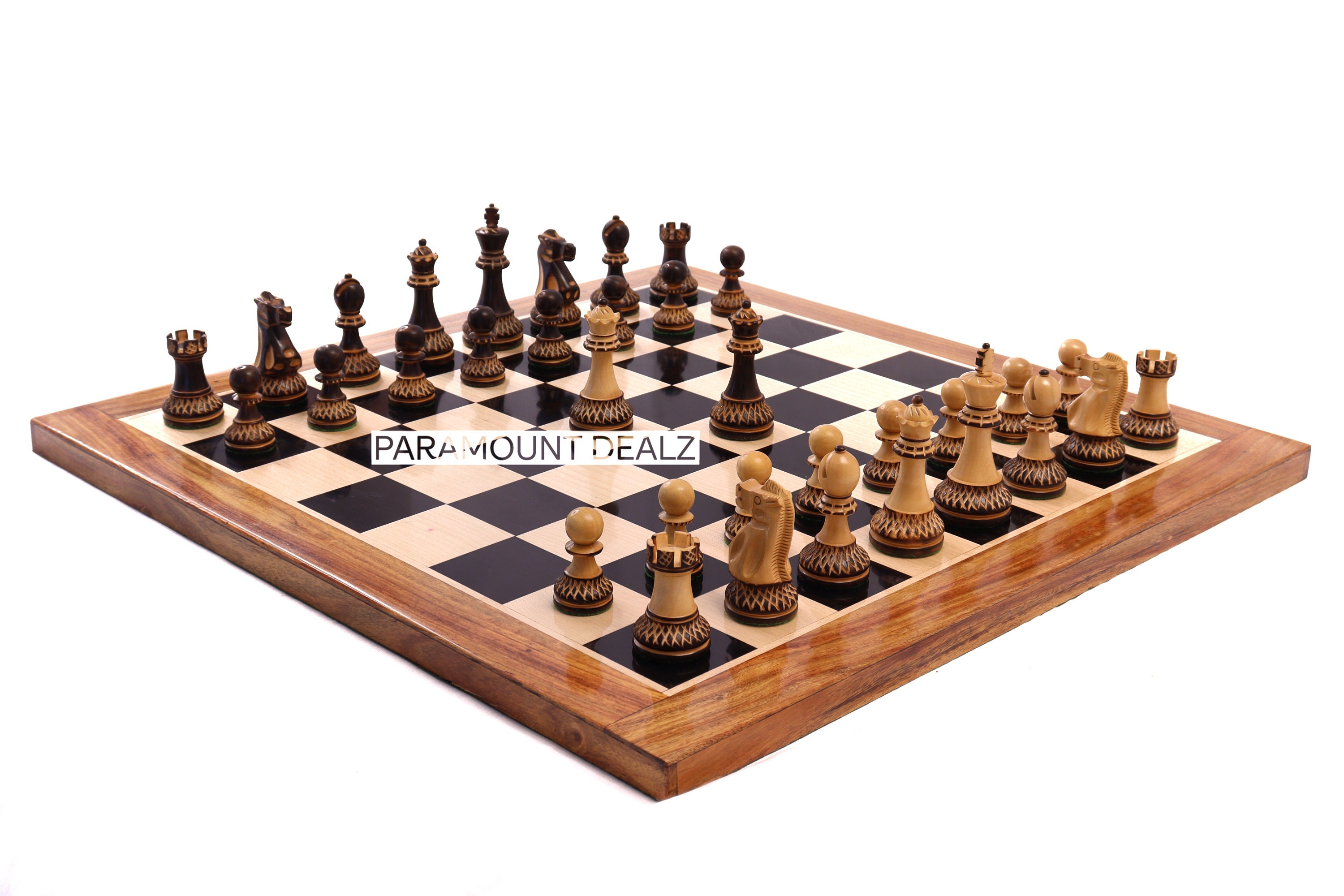 WOODEN CHESS Boardluxury Handmade Game Set With Burnt Parker Etsy