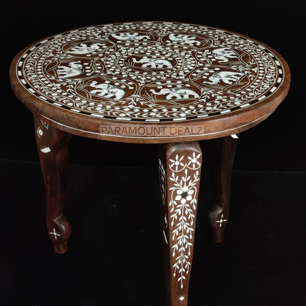 Inlay Wood Side Table Etsy