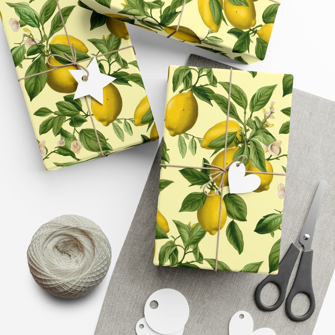 Botanical Lemon Wrapping Paper Perfect for Unique & Specialized Gift