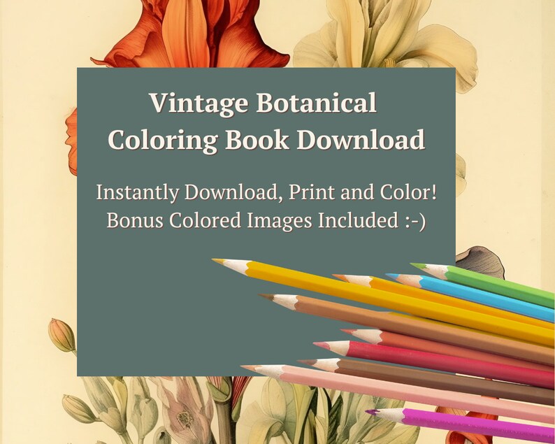 25 Floral Botanical Coloring Book Pages Instant PDF Download Etsy