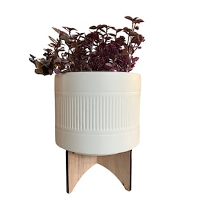 5&quot; Indoor Planter Pot with Wood Stand for Houseplants