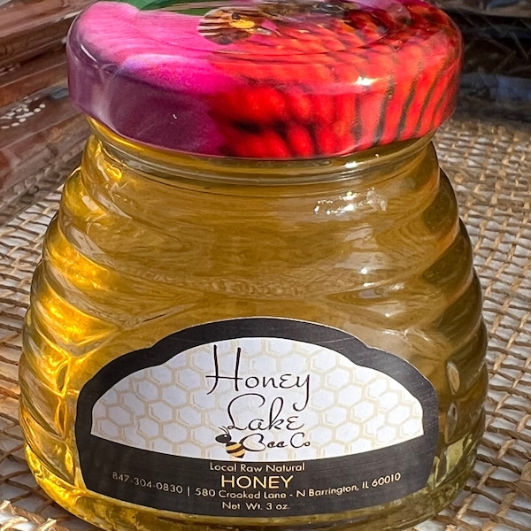 Local Raw Honey in 3 oz or 12 oz Glass Jar with Metal Lid- Wedding, Baby Shower Gifts