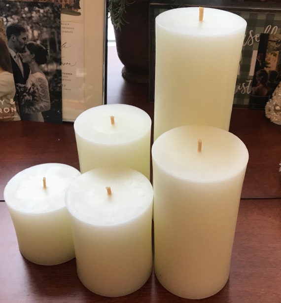 Set of 4, 100% Pure Beeswax Pillar Candles from 2 to 9 tall-Free