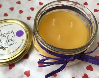 Beeswax Candle made with Pure USA Beeswax in a jar with lid, Natural, Lavender or Eucalyptus Scent