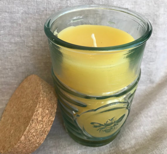Beeswax Candle in Spanish Glass Bee Jar We Use Only Pure USA Etsy
