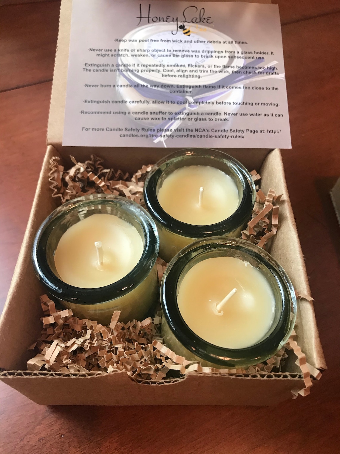 Spanish Glass Candle 100 Pure USA Beeswax set of 3 Candles Etsy