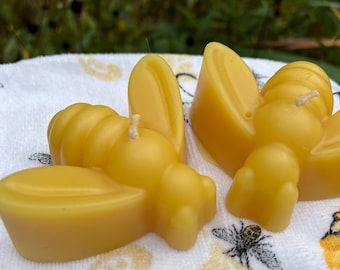 Beeswax Bee Candle made with Pure USA Beeswax, Cotton Wick  Unscented Candle