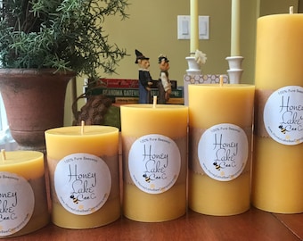 Beeswax Pillar Candle 3" NATURAL or White w/ 100% Pure USA Beeswax, Handmade by Beekeepers Like Me, No Foreign Wax- FAST Shipping