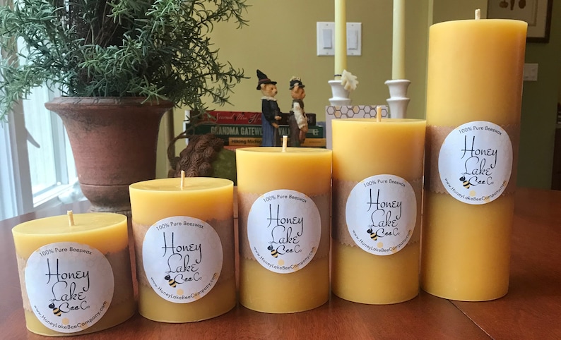 Beeswax Pillar Candle 3 Natural or White w/ 100% Pure USA Beeswax, Handmade by Beekeepers Like Me, No Foreign Wax- Fast Shipping