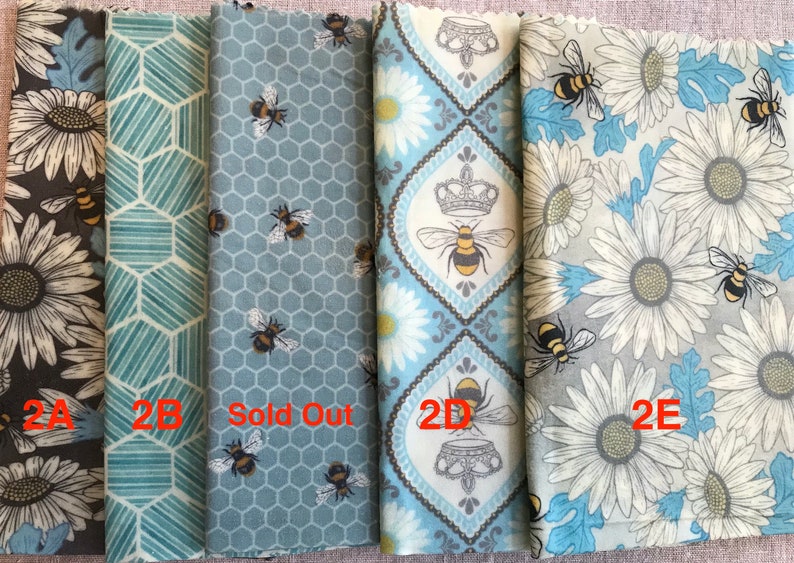Beeswax Food Saver wraps LARGER sized 3-Pack or Singles Bee Themed Fabrics wraps Handmade in USA Pure USA Beeswax by Beekeepers, like Me image 4