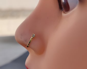 Gold Nose clip Sleek Nose Clip White Gold Nose Pin CZ Diamond Gold Nose Stud flower shaped nose stud