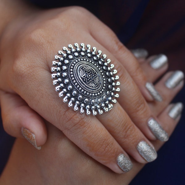 Oxidized Ring | German Silver Ring | Statement Ring | Jaipur Ring | Tribal | Adjustable | Indian Jewelry | Oxidised | Tribal | Boho | Gift
